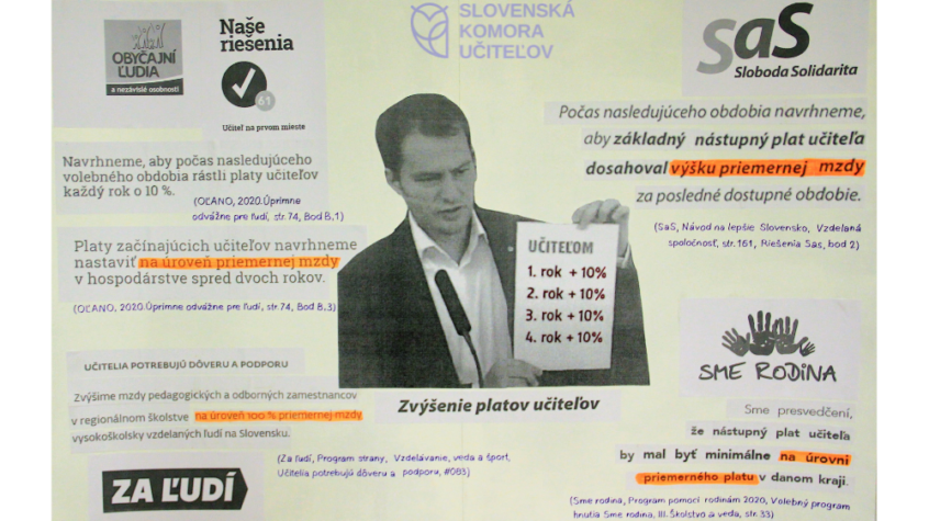 Slovenská komora učiteľov (SKU) pripomenula vládnucim stranám ich predvolebné sľuby týkajúce sa platov učiteľov | Zdroj – sku.sk